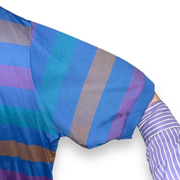 Jeff Rose Multicolored Stripe Italian Cotton Polo Shirt Sz M - Picture 5 of 9